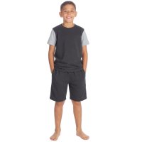 15C728: Boys Jersey T-Shirt & Short Set- Charcoal (9-13 Years)